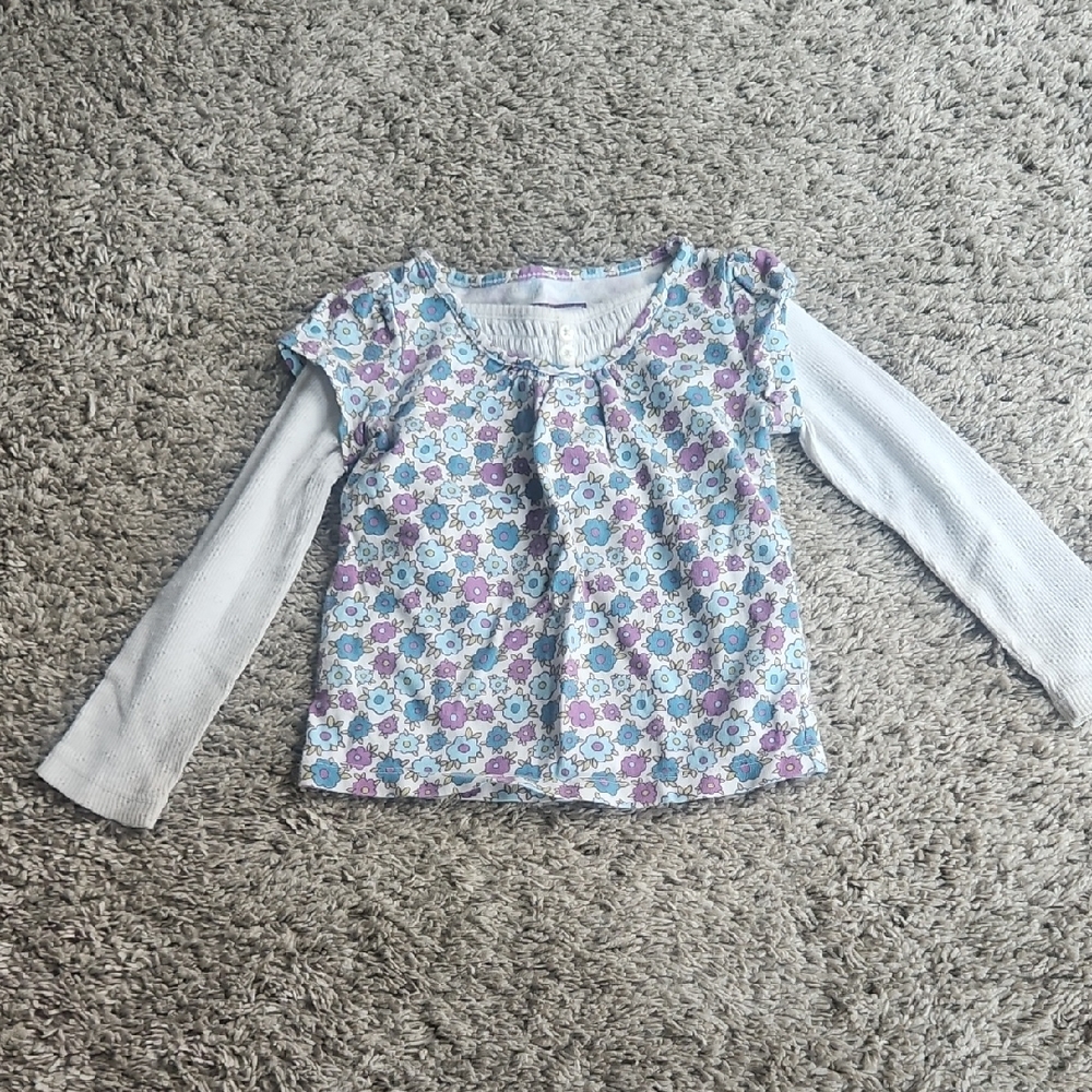 Cherokee Floral Long Sleeve Kids Tee - Blue and Purple